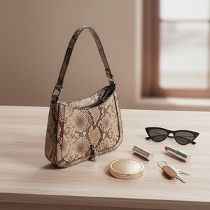 Aldo Snake Print Shoulder Bag - Brown and Tan